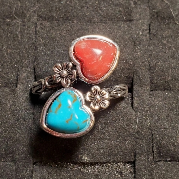independent Jewelry - 🔥Simulated turquoise double heart ring size 7